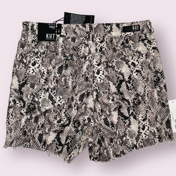 Kut from the Kloth Gidget High Rise Raw Hem Snakeprint Shorts - Picture 5 of 5